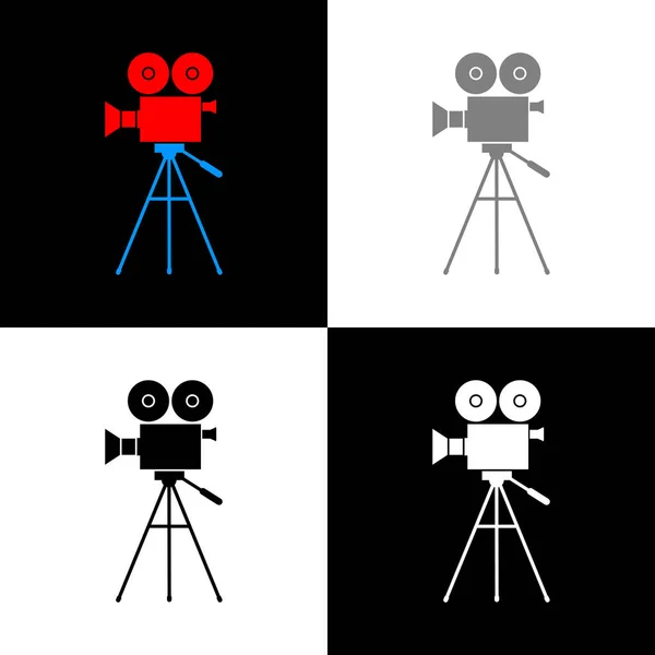 Filmcamera Icoon Set Vectorillustratie — Stockvector