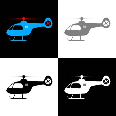 Helikopter simgesi seti, vektör çizimi