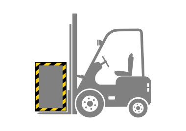 Beyaz arka planda gri forklift simgesi  