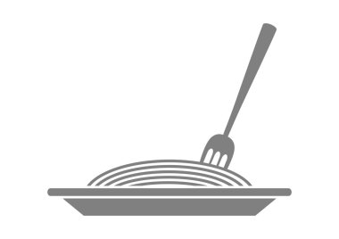 Beyaz arka planda gri spagetti simgesi