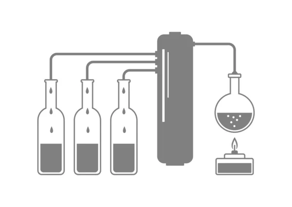 Grauer Destillationssatz auf weißem Hintergrund — Stockvektor