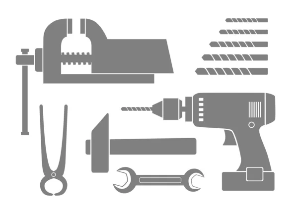 Grå verktyg ikoner på vit bakgrund — Stock vektor