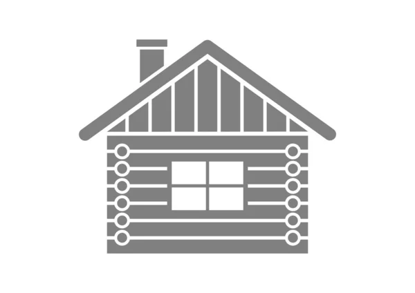 白色背景上的灰色日志房子图标 — 图库矢量图片