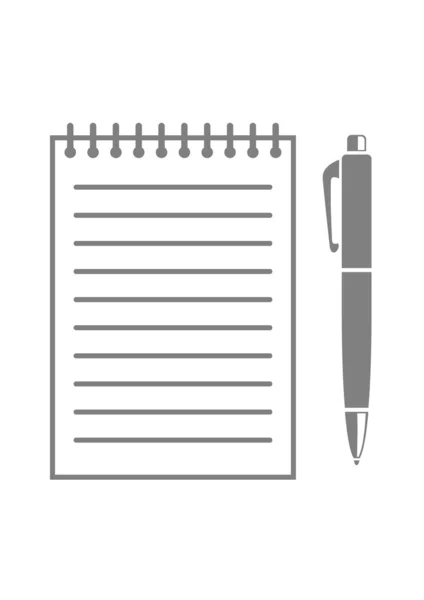 Grey ballpoint and notepad on white background — ストックベクタ