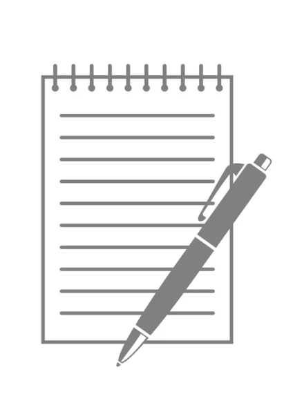 Grauer Kugelschreiber und Notizblock auf weißem Hintergrund — Stockvektor