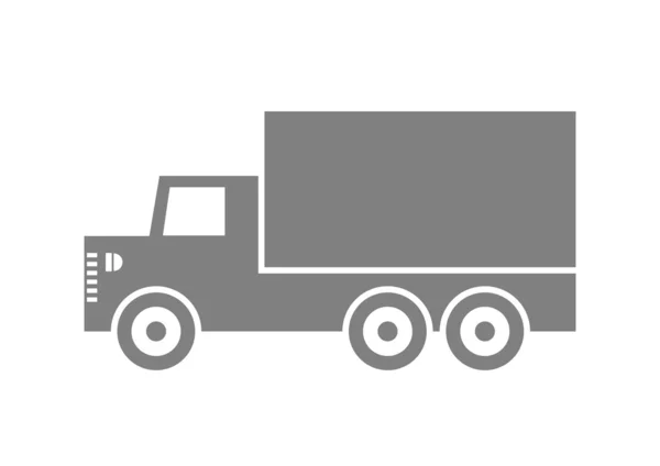 Grijze vrachtwagen pictogram op witte achtergrond — Stockvector