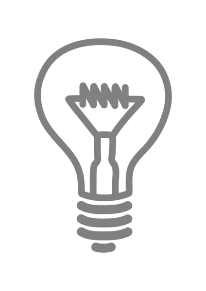 Ícone de lâmpada de luz cinza no fundo branco — Vetor de Stock