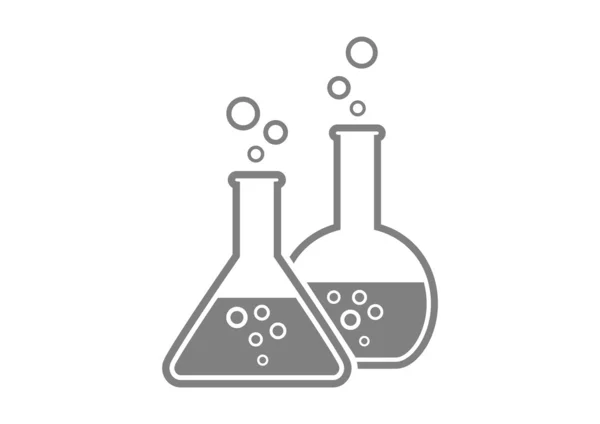 Grå laboratorium glas på vit bakgrund — Stock vektor