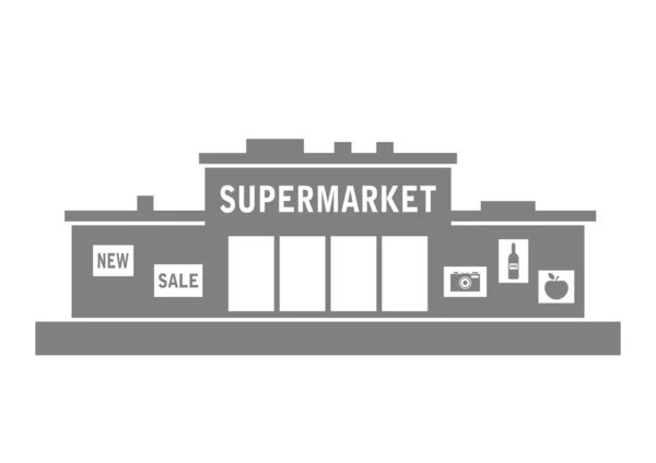 Grijze supermarkt pictogram op witte achtergrond — Stockvector