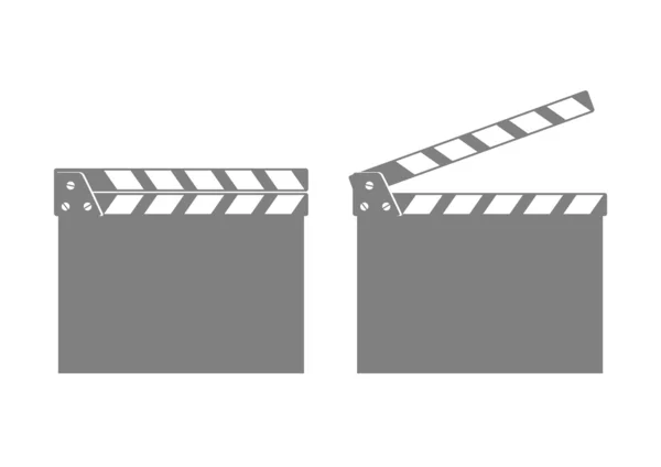Graue Filmklappe auf weißem Hintergrund — Stockvektor