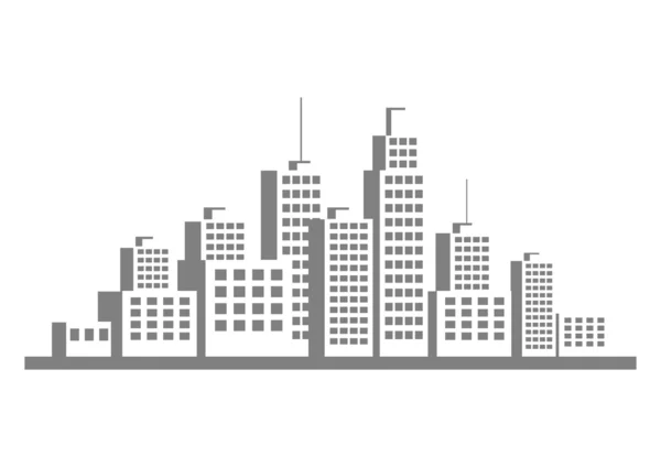 Graues Stadtsymbol auf weißem Hintergrund — Stockvektor