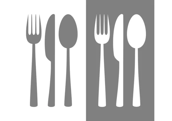 白色背景上的灰色餐具图标 — 图库矢量图片