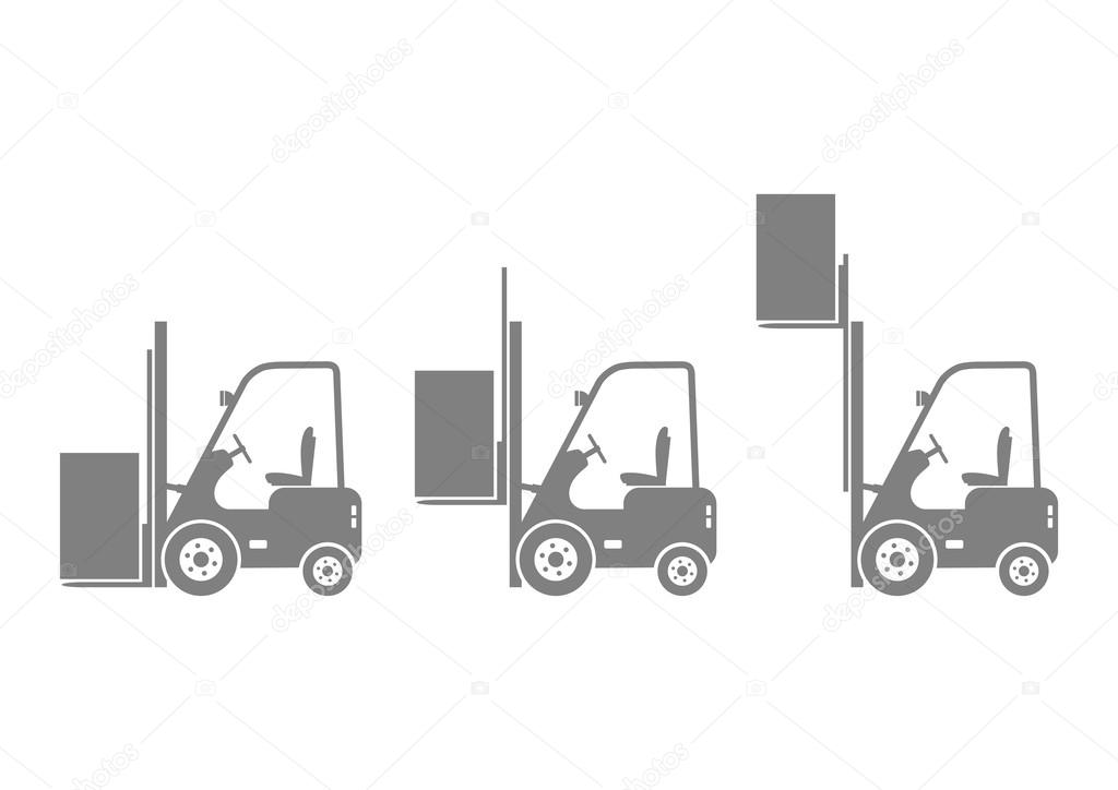 Grey forklift icons on white background  