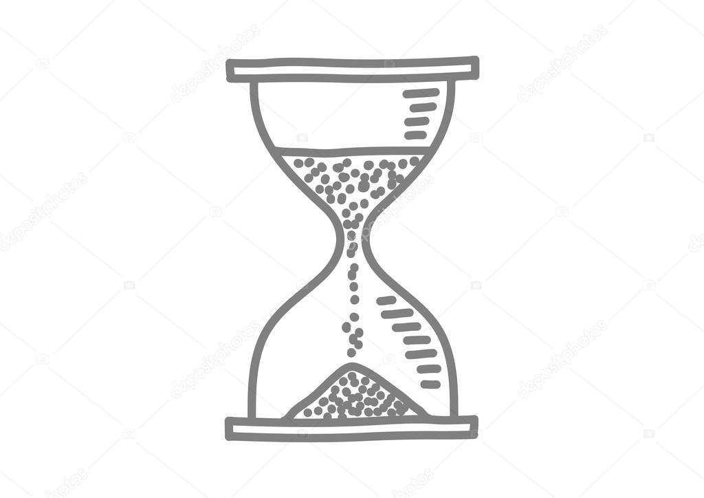 Grey hourglass icon on white background
