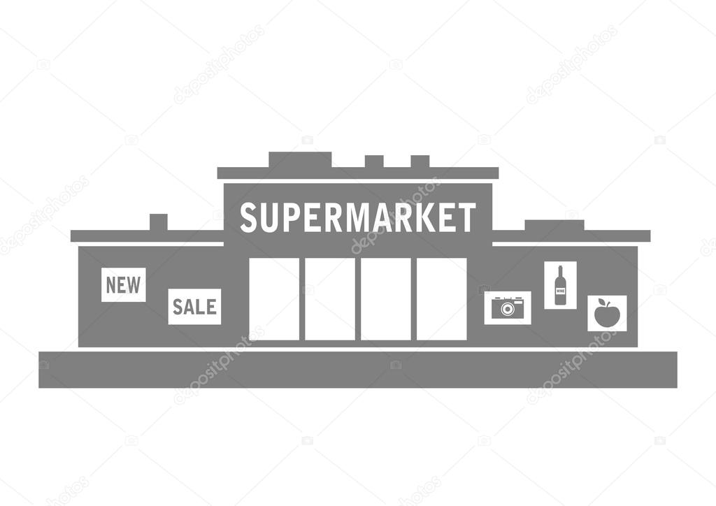 Grey supermarket icon on white background