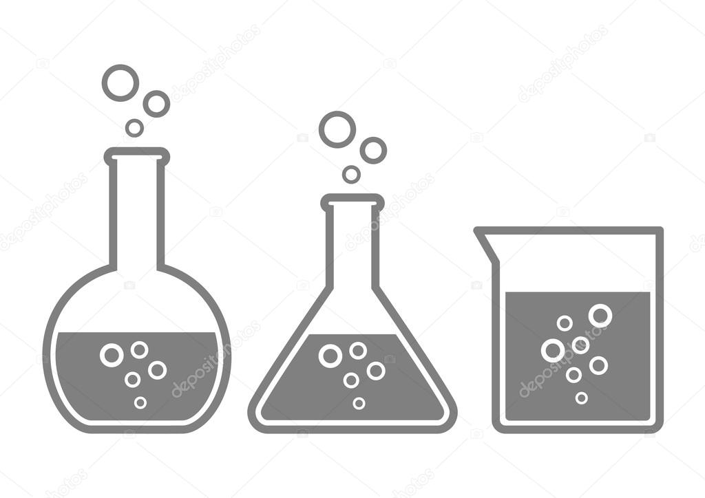 Laboratory glass icons on white background   