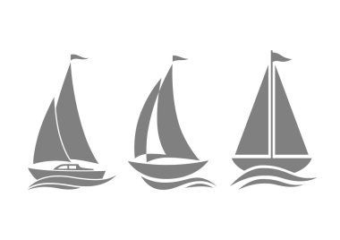 Grey sailboat icons on white background clipart