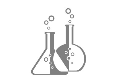 Beyaz arka planda gri laboratuvar cam   