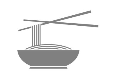 Beyaz arka planda gri noodle simgesi