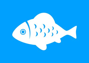 mavi zemin üzerine beyaz balık simgesi