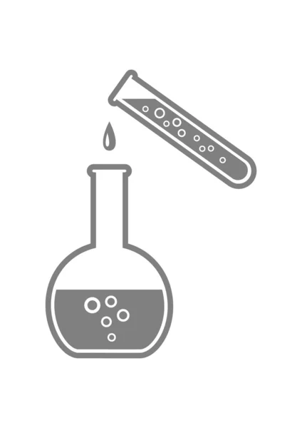 Ícone de vidro de laboratório no fundo branco — Vetor de Stock