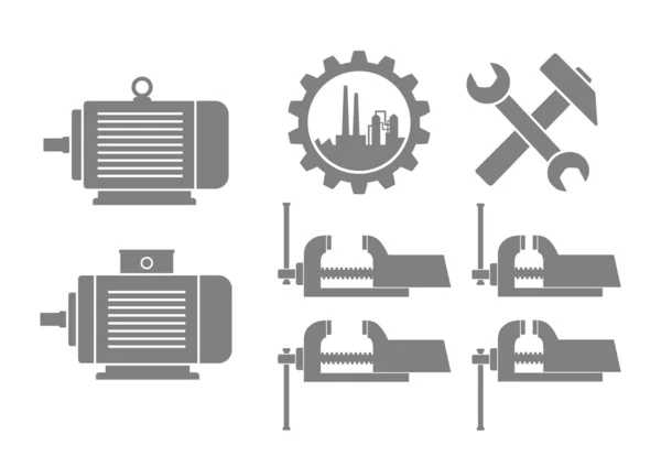 Grey industrial icons on white background — Stock Vector