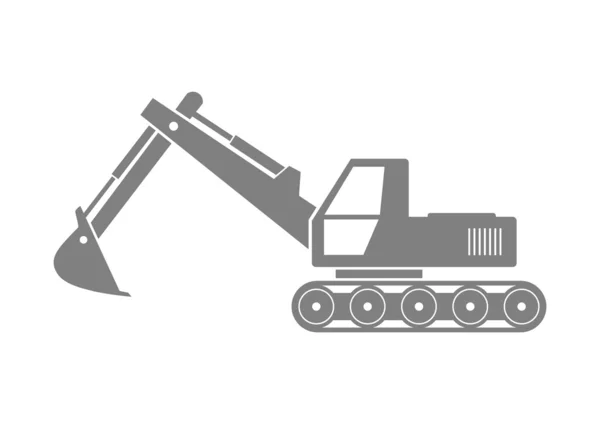 Grijze graafmachine pictogram op witte achtergrond — Stockvector