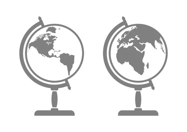 Grijze globe pictogrammen op witte achtergrond — Stockvector