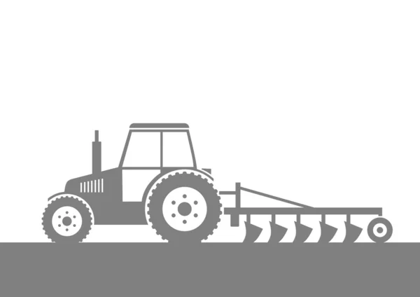 Сірий трактор на полі — Stockvector