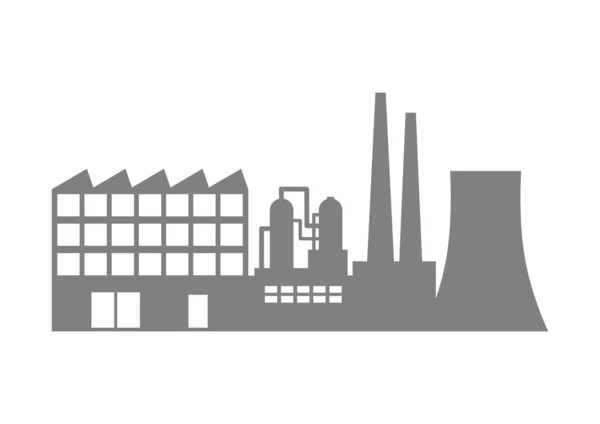 Icono de fábrica gris sobre fondo blanco — Vector de stock