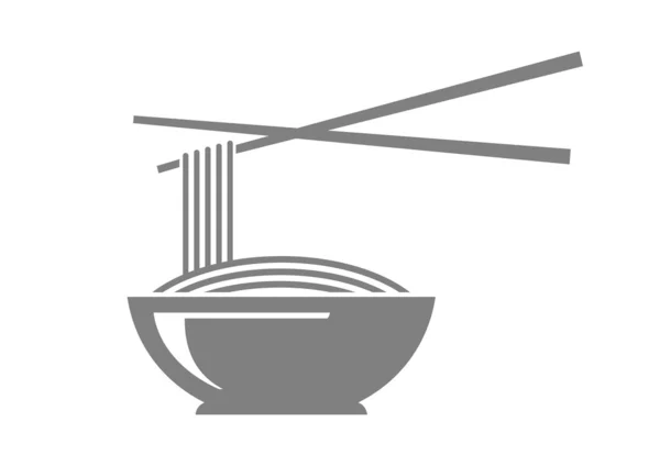 Icono de fideos gris sobre fondo blanco — Vector de stock