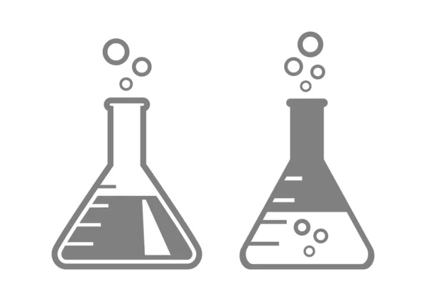 Icônes en verre de laboratoire sur fond blanc — Image vectorielle