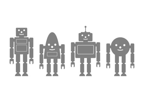 Grey robot icons on white background — Stock Vector