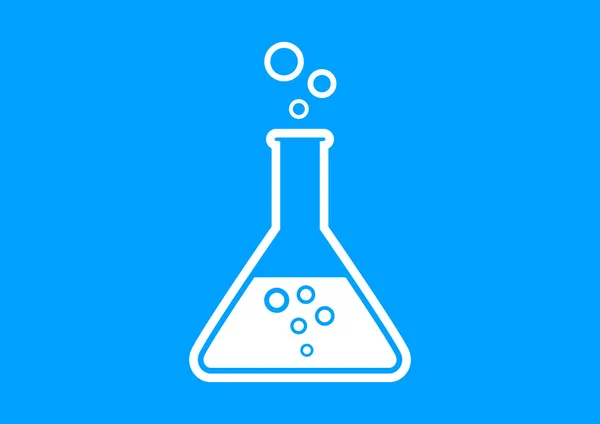 Cristal de laboratorio blanco sobre fondo azul — Vector de stock