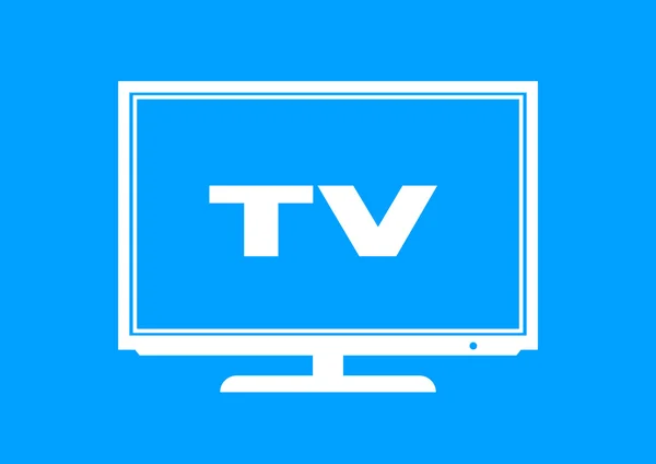 Icône TV blanche sur fond bleu — Image vectorielle