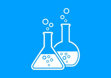 mavi zemin üzerine beyaz laboratuar cam   