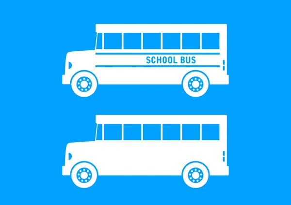 White school bus on blue background — Stock Vector