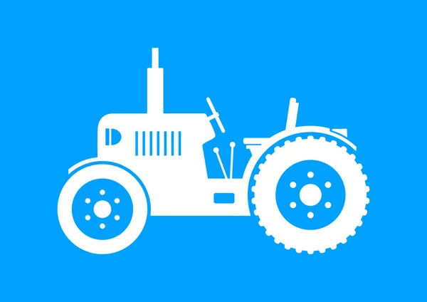 Значок белого трактора на синем фоне — стоковый вектор