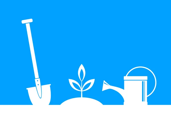 Biała ikona ogród na niebieskim tle — Wektor stockowy