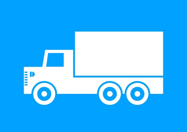 Icono de camión blanco sobre fondo azul — Archivo Imágenes Vectoriales