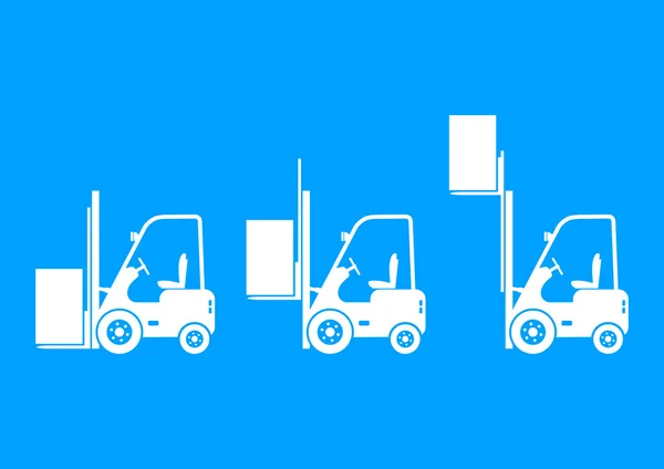 White forklift icons on blue background — Stock Vector