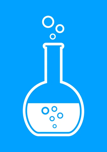Szkło laboratoryjne biały na niebieskim tle — Wektor stockowy