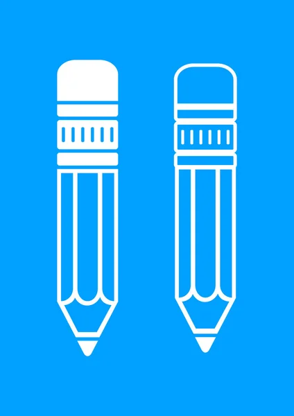 White pencil icons on blue background — Stock Vector