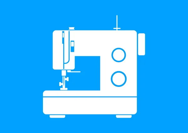 Witte naaimachine op blauwe achtergrond — Stockvector