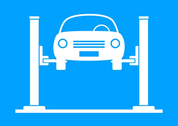 Serviço de carro branco no fundo azul — Vetor de Stock