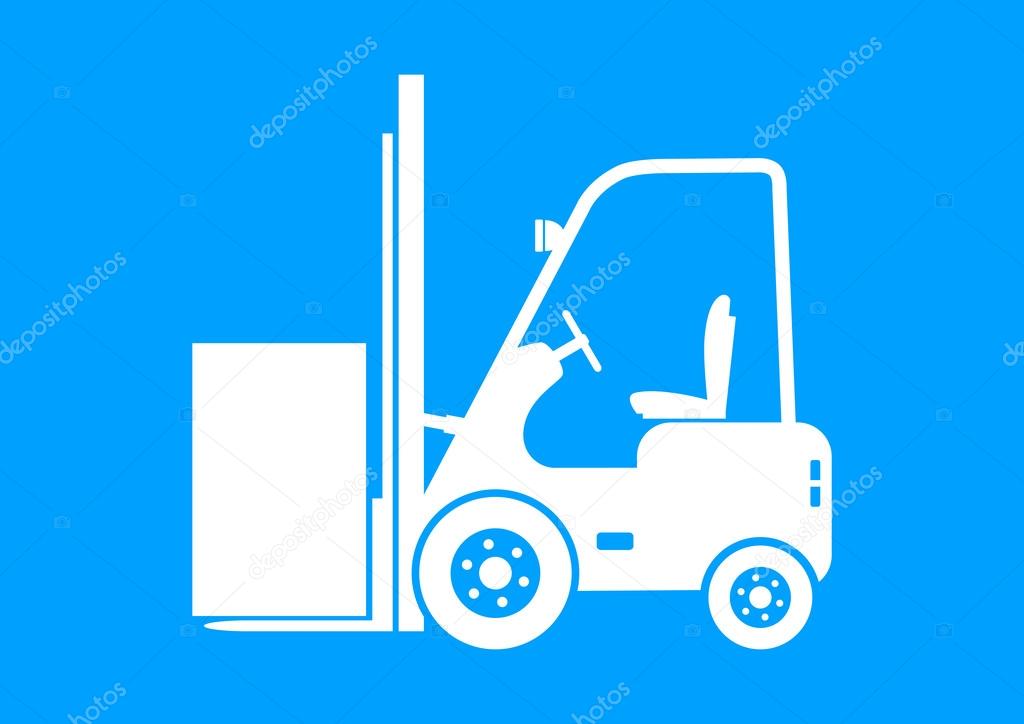 White forklift icon on blue background Stock Vector Image by ©Anthonycz