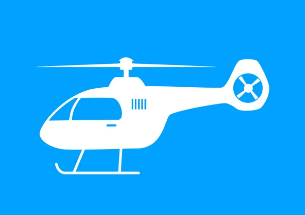 White helicopter icon on blue background — Stock Vector