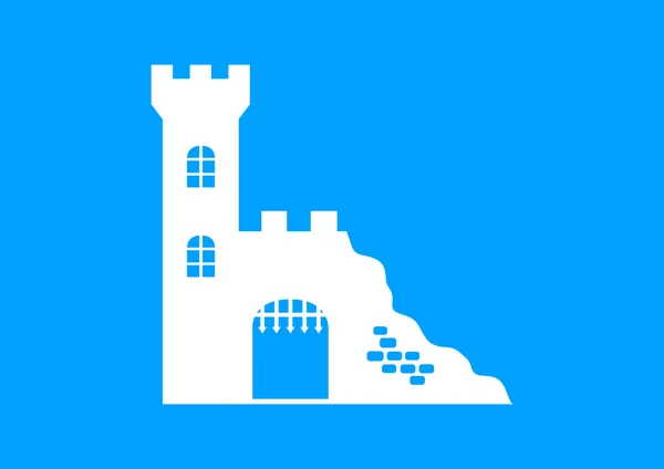 White castle ruins on blue background — Stock Vector