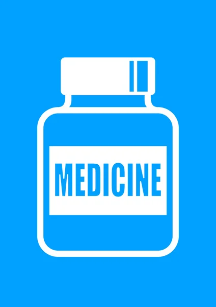 Vial de medicina sobre fondo azul — Vector de stock