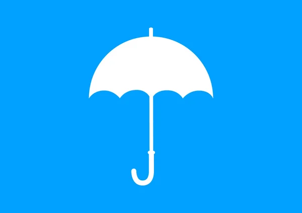 White umbrella icon on blue background — Stock Vector